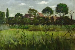 Gemälde 19. / 20. Jhd., Landschaftsmalerei, Keller-Reutlingen, Blick auf ein Dorf